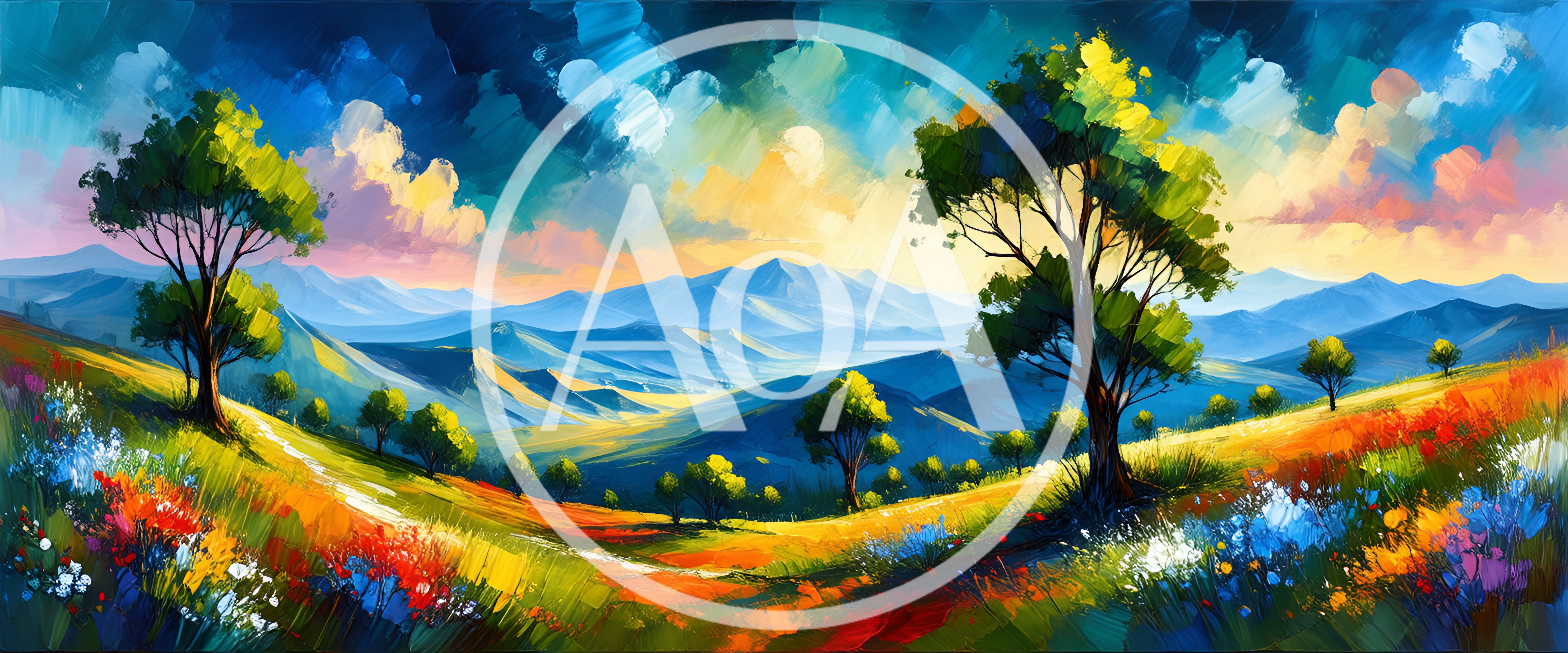 Vibrant Impressionist Landscape Painting Of Rolling Hills