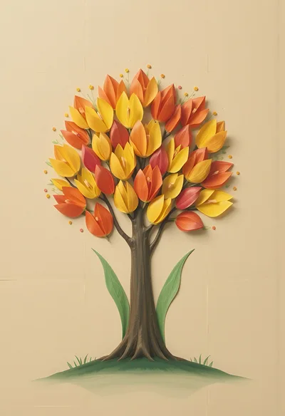Paper Craft Tulip Tree Wall Art