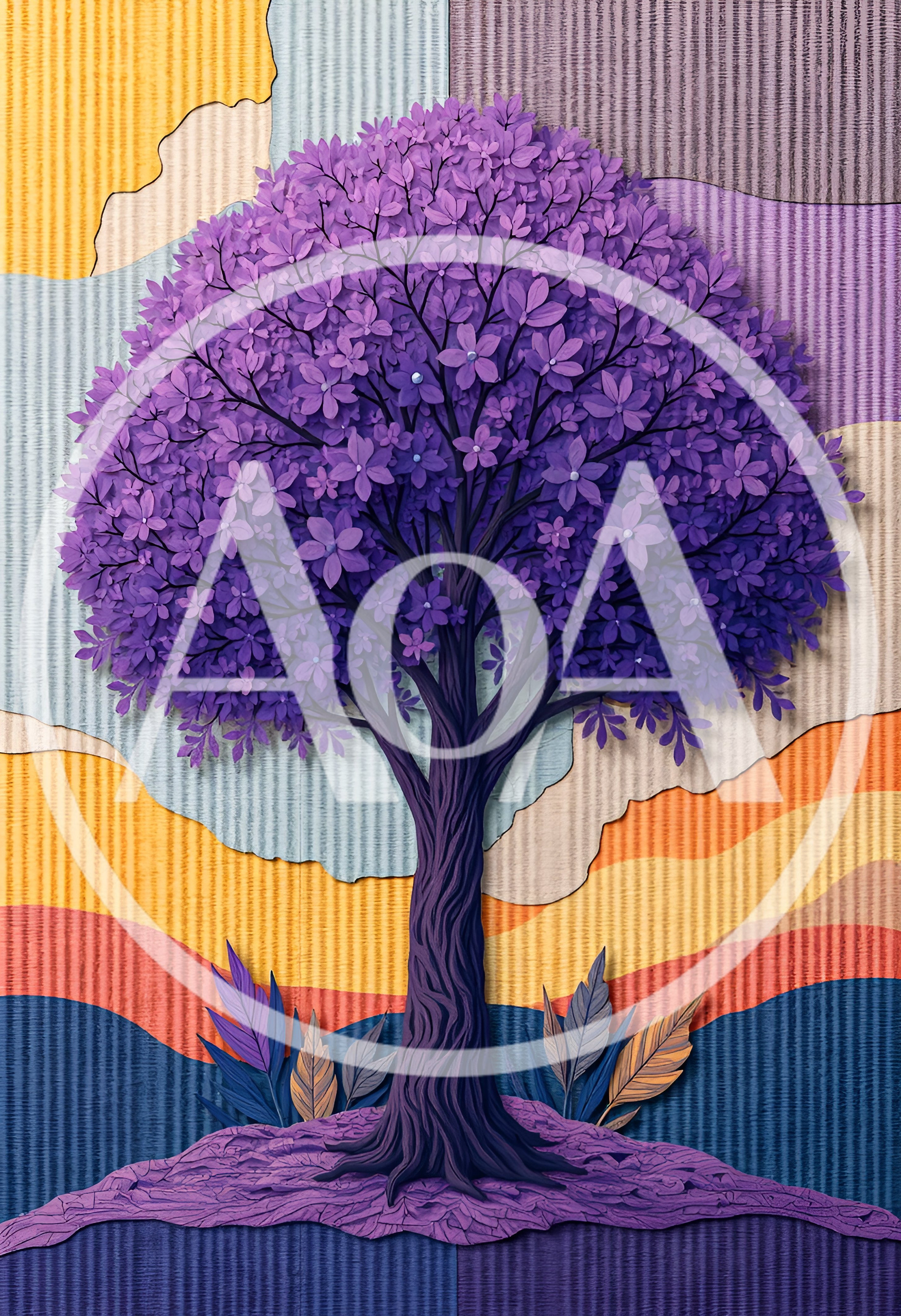 Paper Cutout Style Illustration Of A Purple Tree