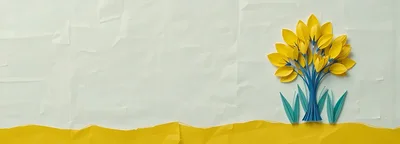Paper Craft Yellow Flower Bouquet On Textured Background