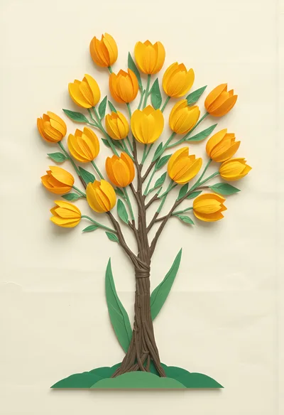Paper Craft Tulip Tree Illustration