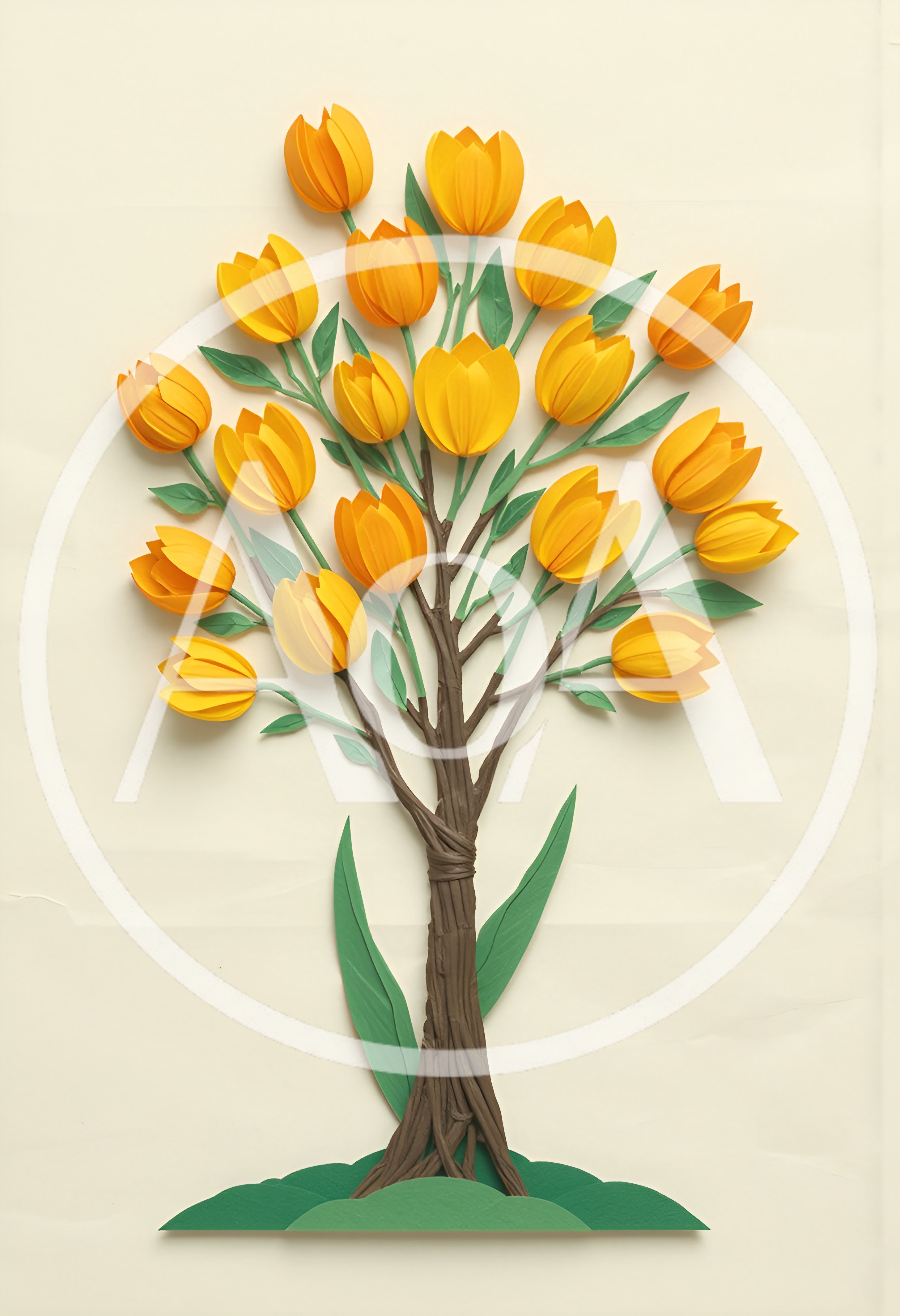 Paper Craft Tulip Tree Illustration