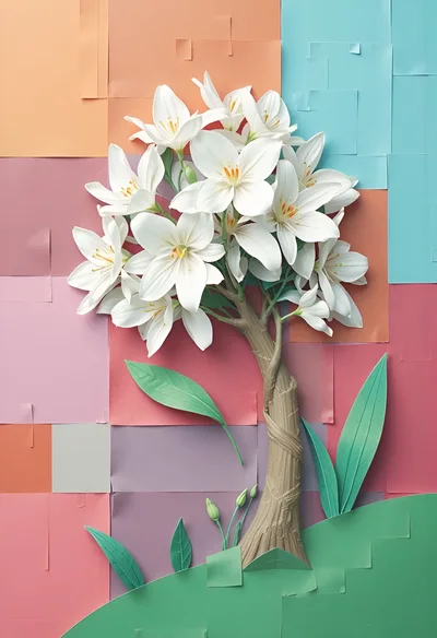 Paper Craft Lily Flower Art Installation