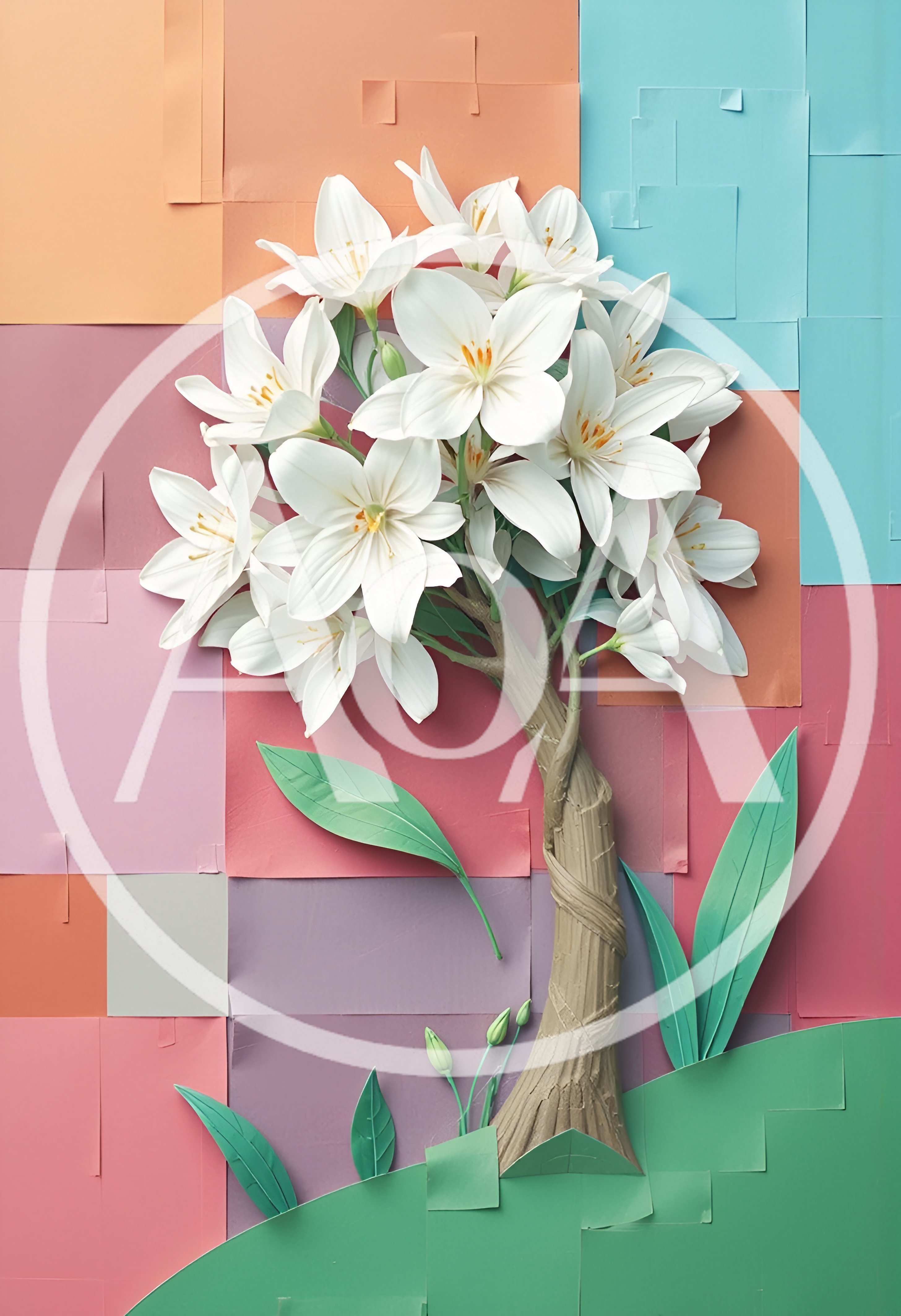 Paper Craft Lily Flower Art Installation