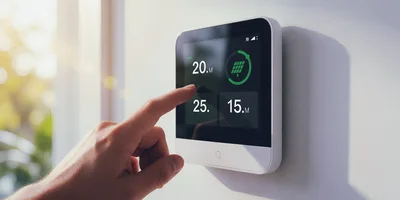 Person Adjusting Smart Home Energy Management Thermostat
