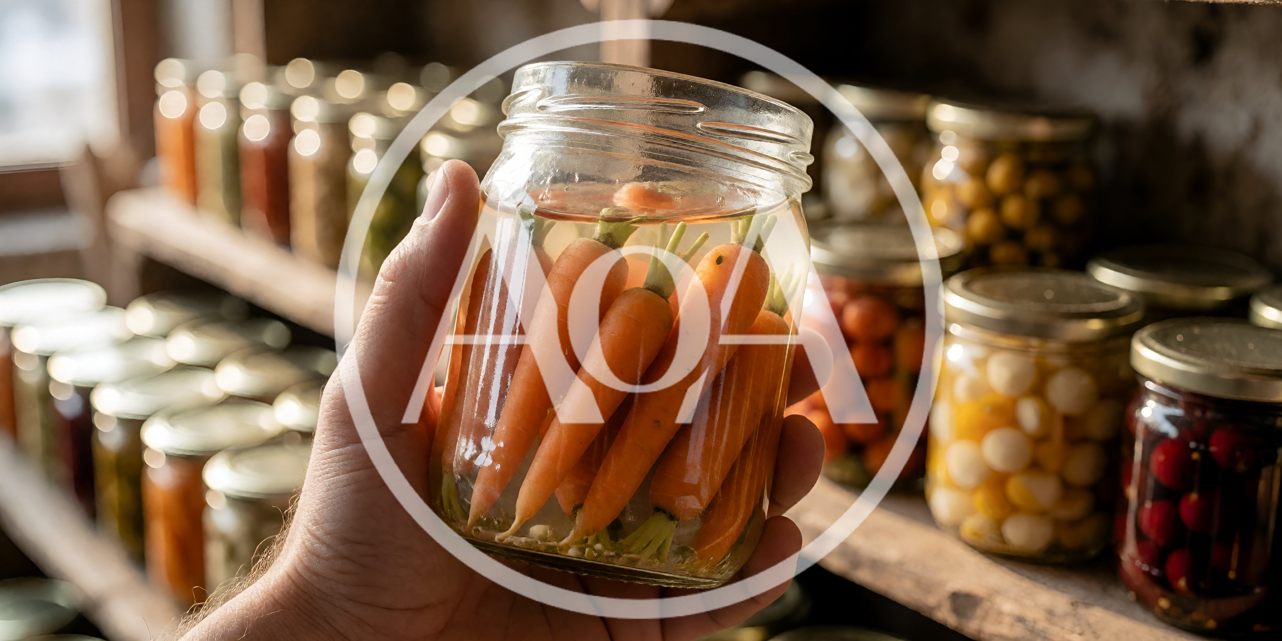 Hand Holding A Jar Of Pickled Carrots