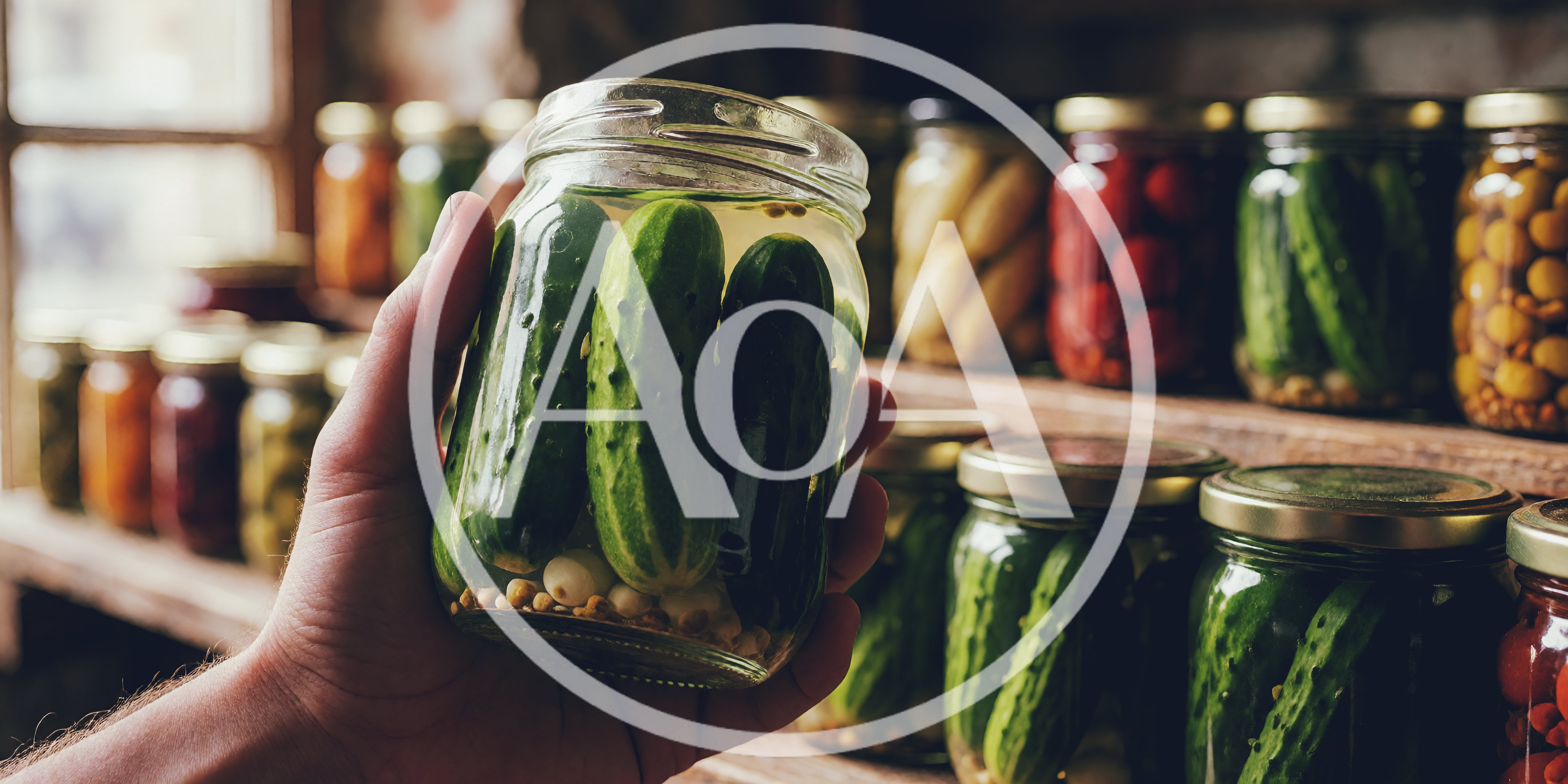 Hand Holding A Jar Of Homemade Pickles