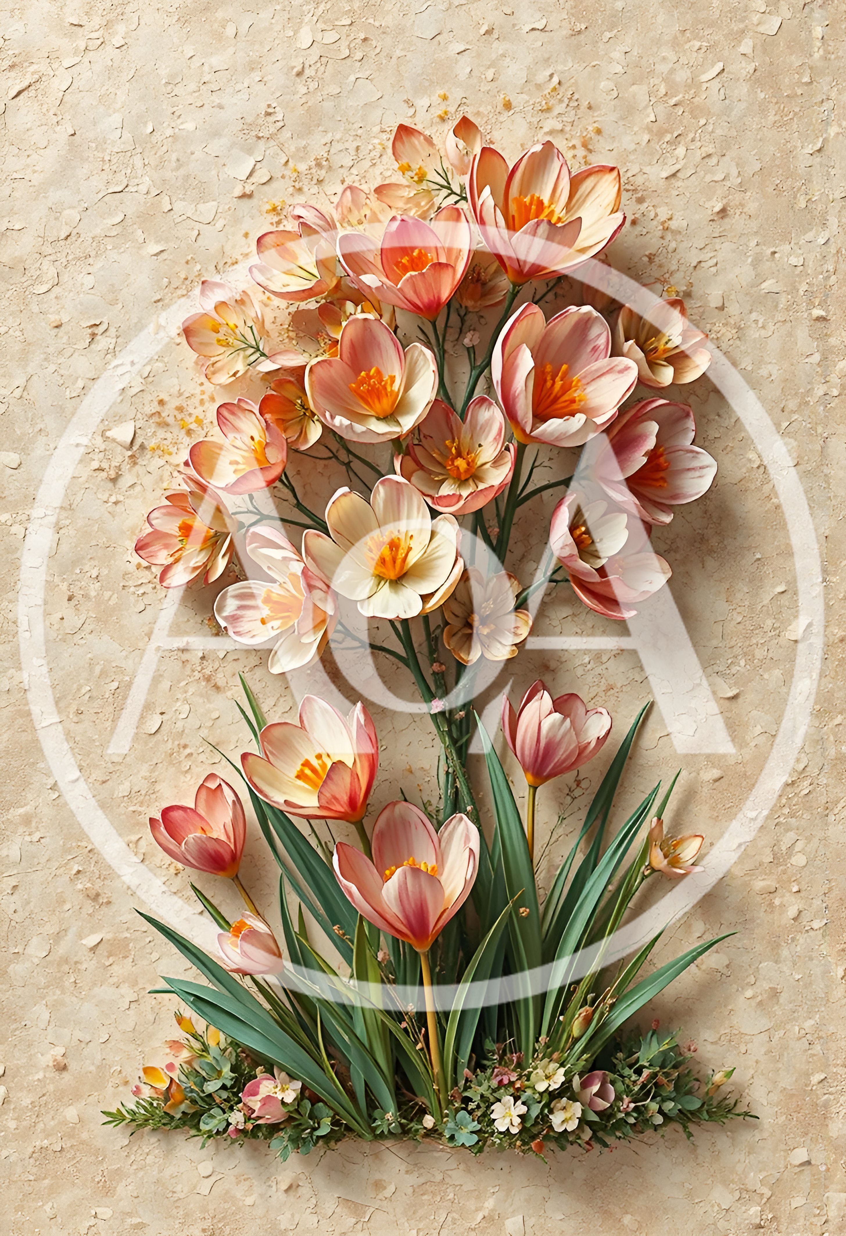 Floral Arrangement Of Pink Crocus Flowers