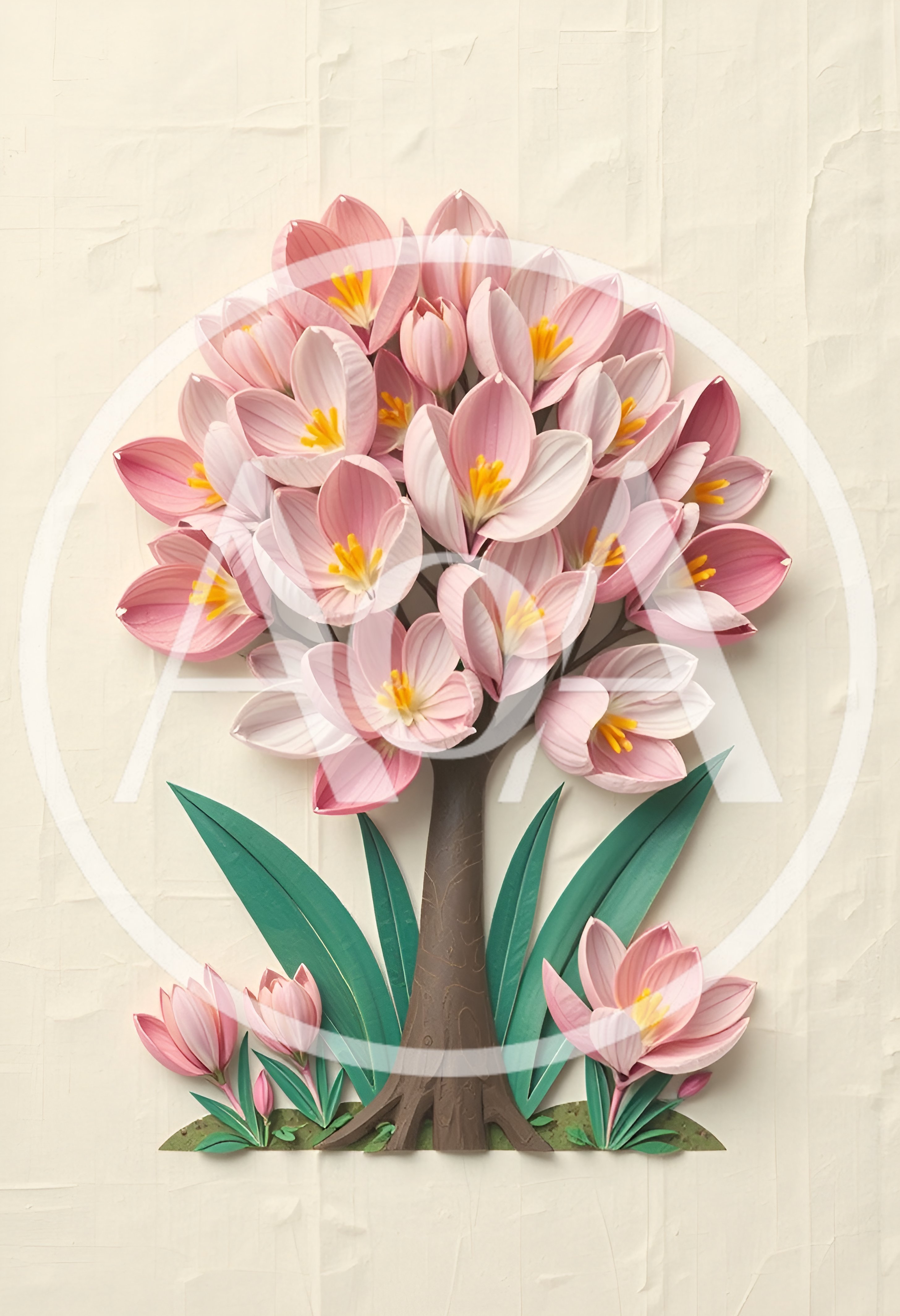 Paper Craft Tree With Pink Flowers