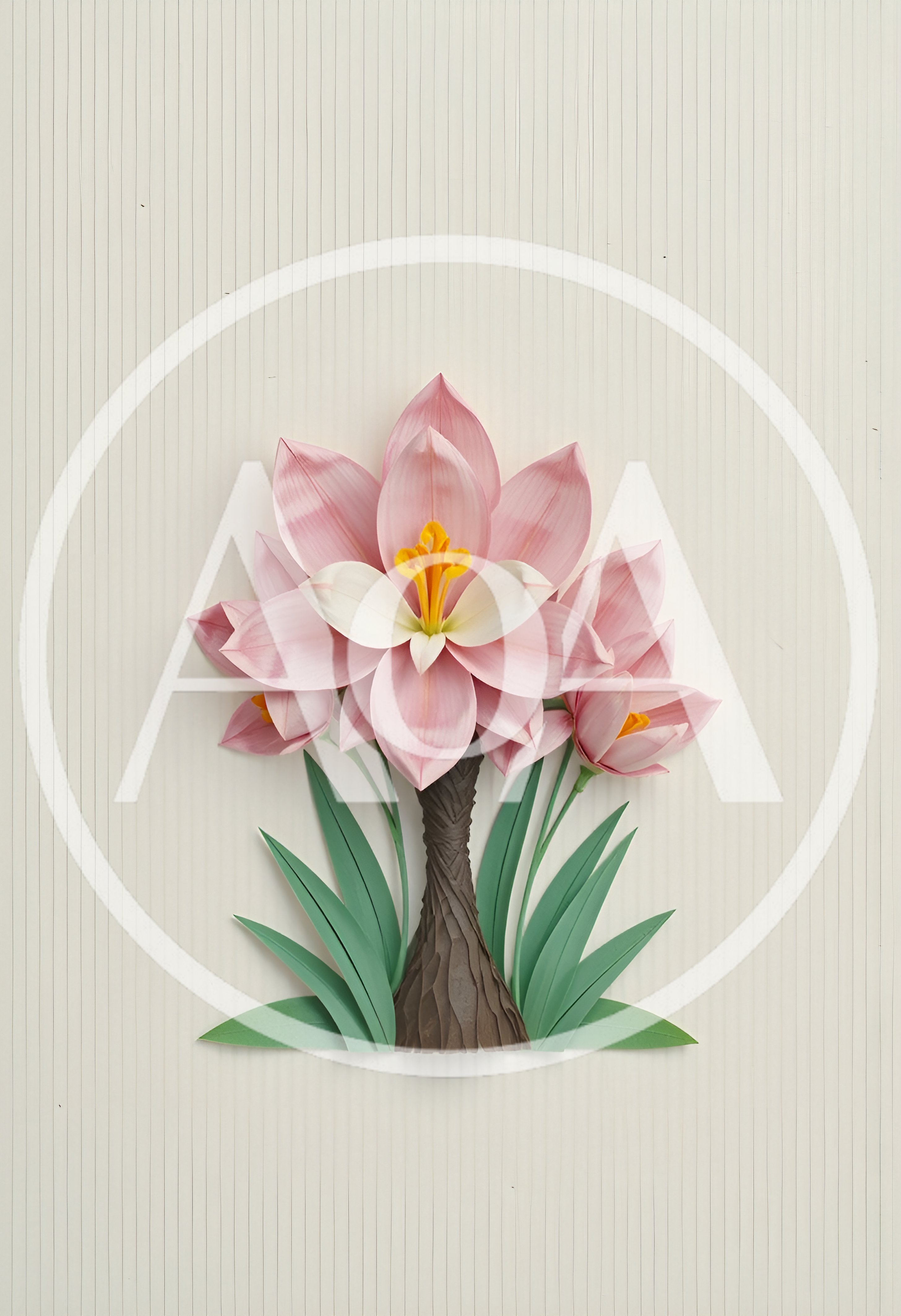 Paper Craft Pink Flower Arrangement On Textured Background