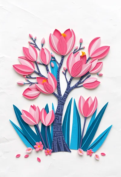 Paper Quilling Art Of A Flowering Tree