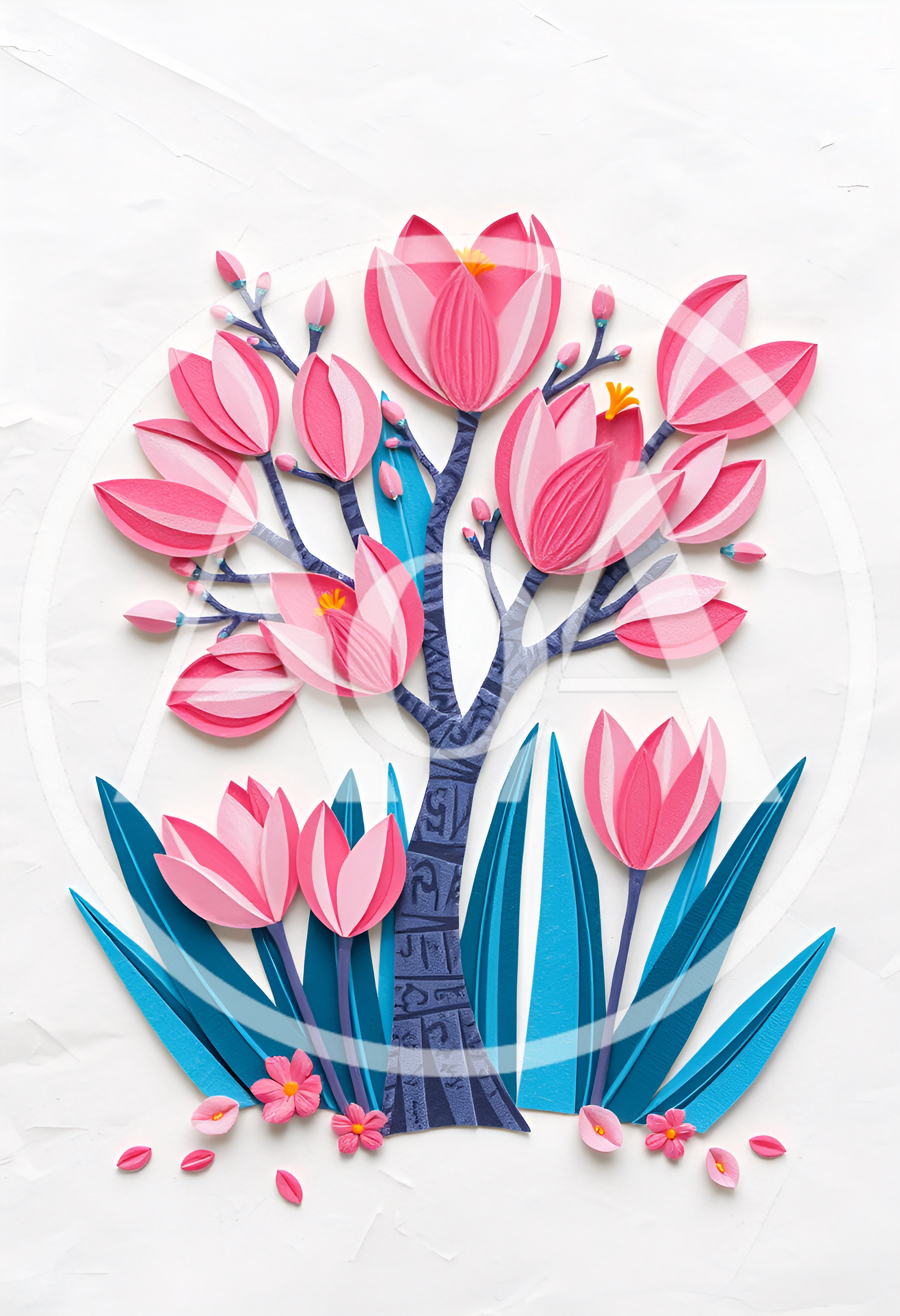 Paper Quilling Art Of A Flowering Tree