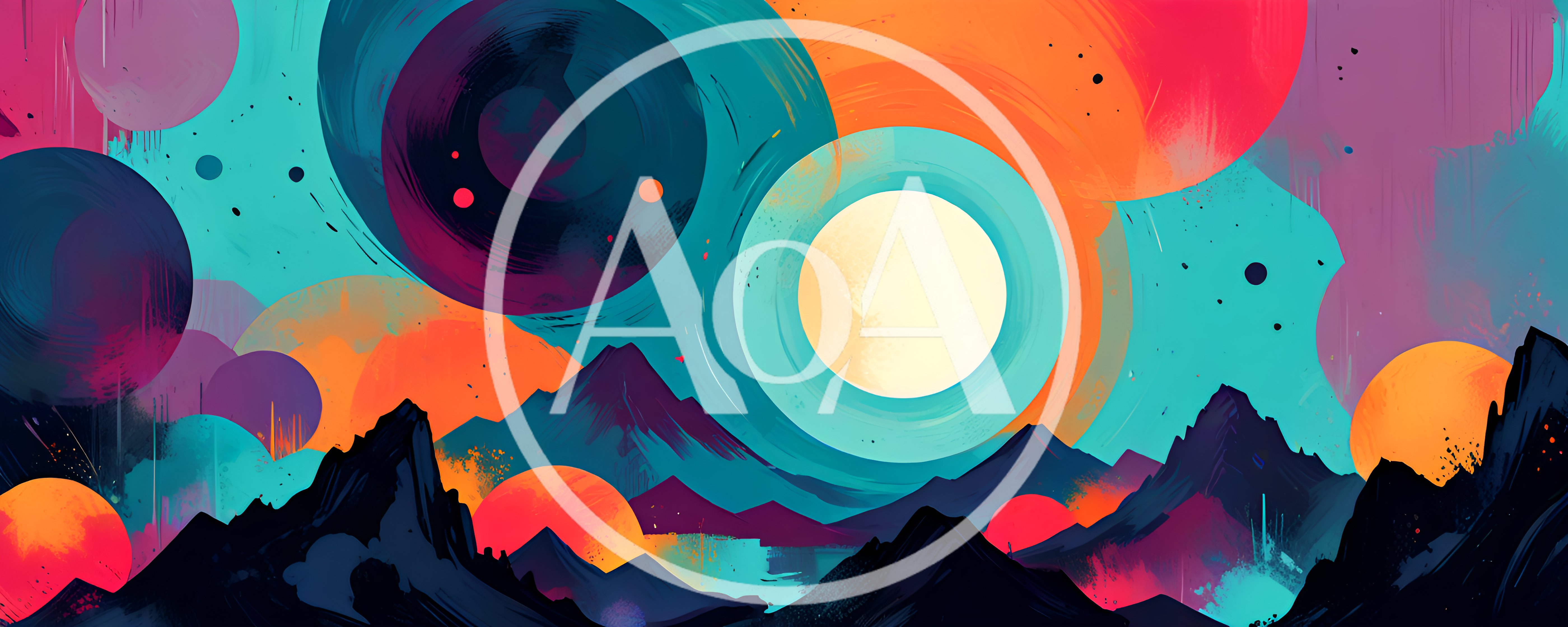 Abstract Surreal Landscape With Vibrant Planets And Mountains