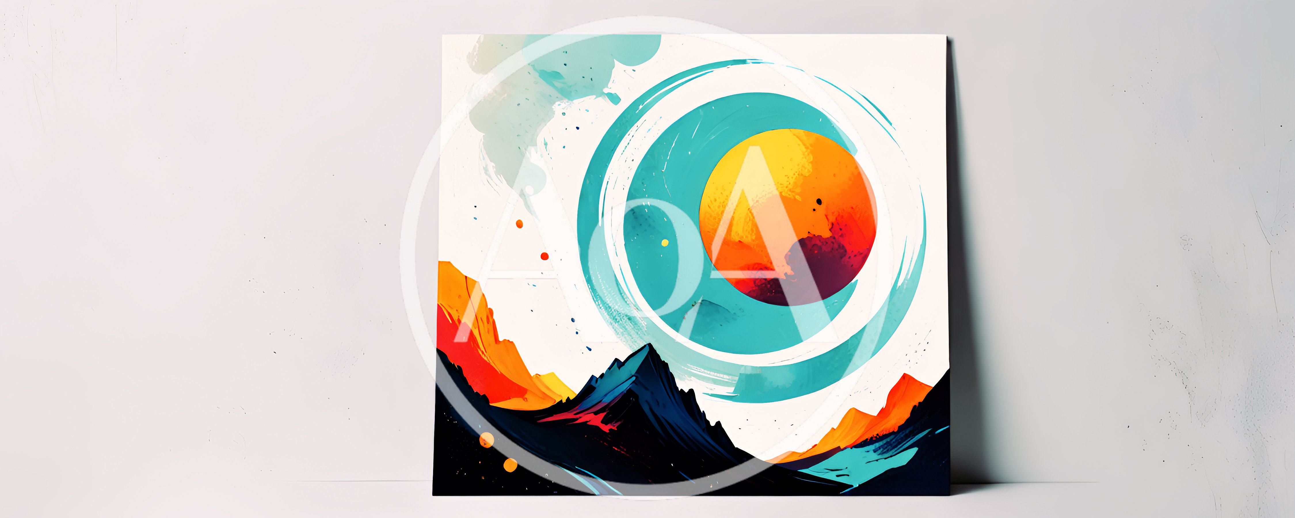 Abstract Mountain Landscape With Celestial Sun Art