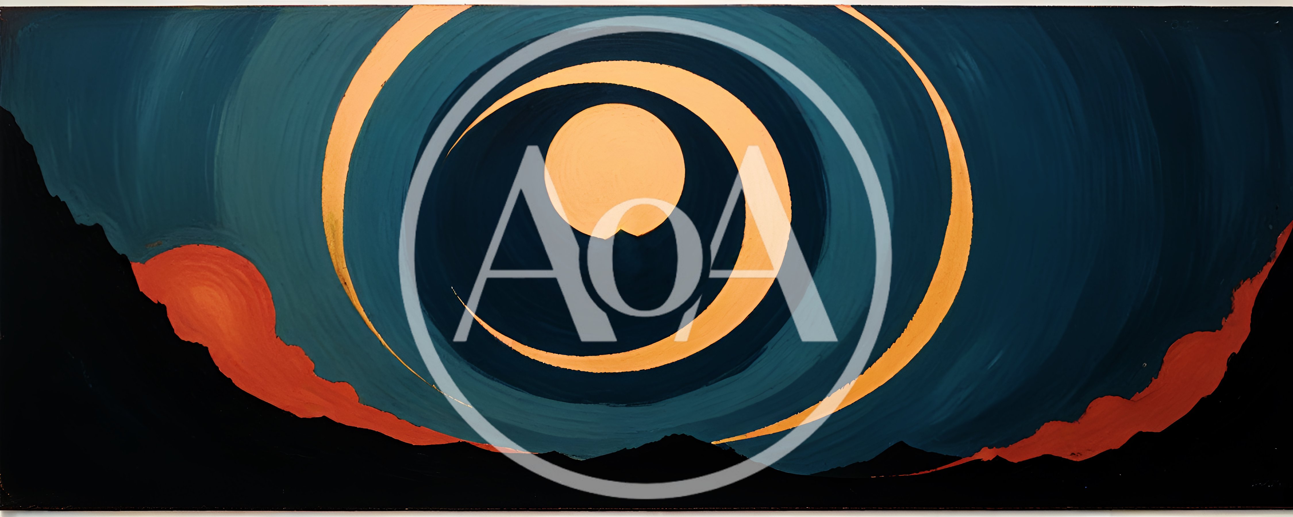 Abstract Painting Of A Golden Eclipse Over Dark Mountains
