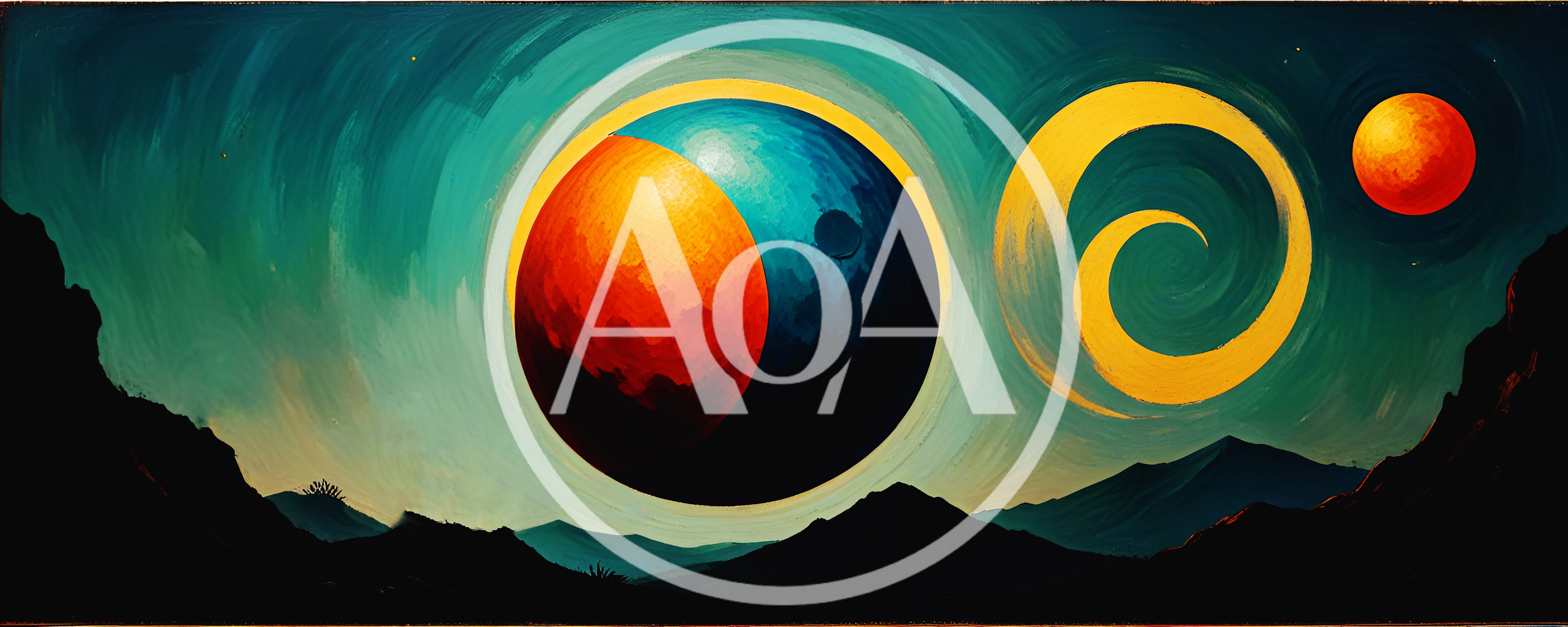 Surreal Abstract Landscape With Celestial Spheres And Swirls