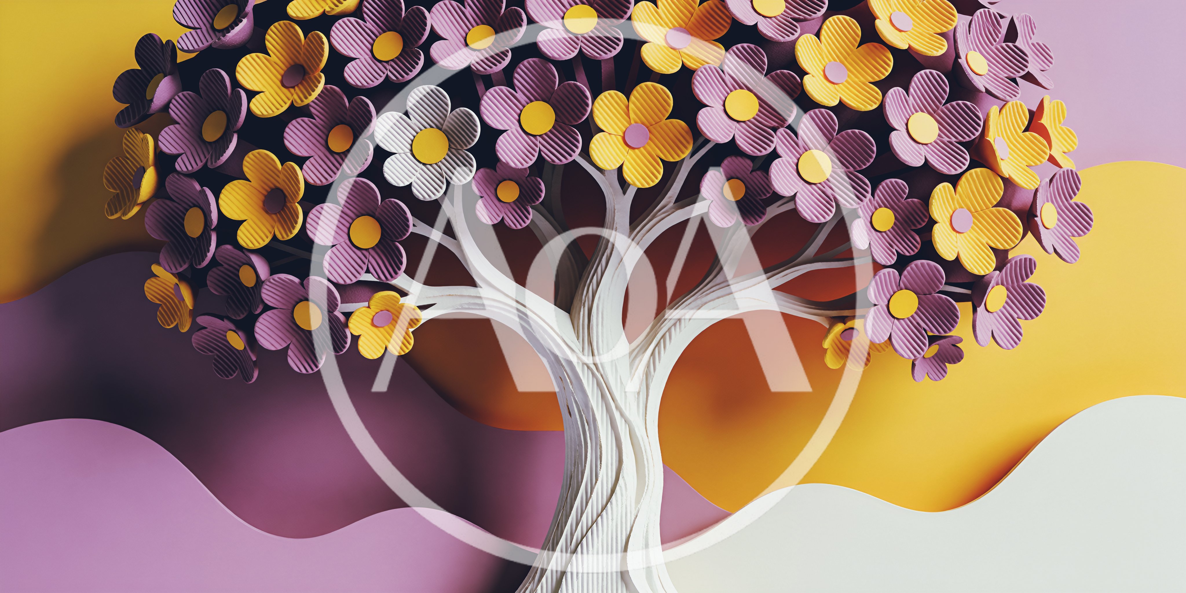 Paper Craft Tree With Colorful Flowers