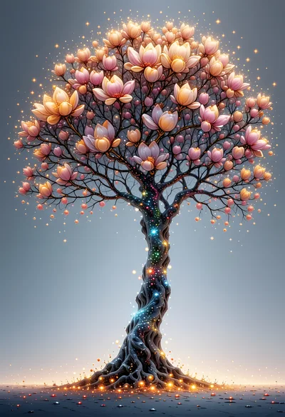 Magical Glowing Tree With Pink Blossoms