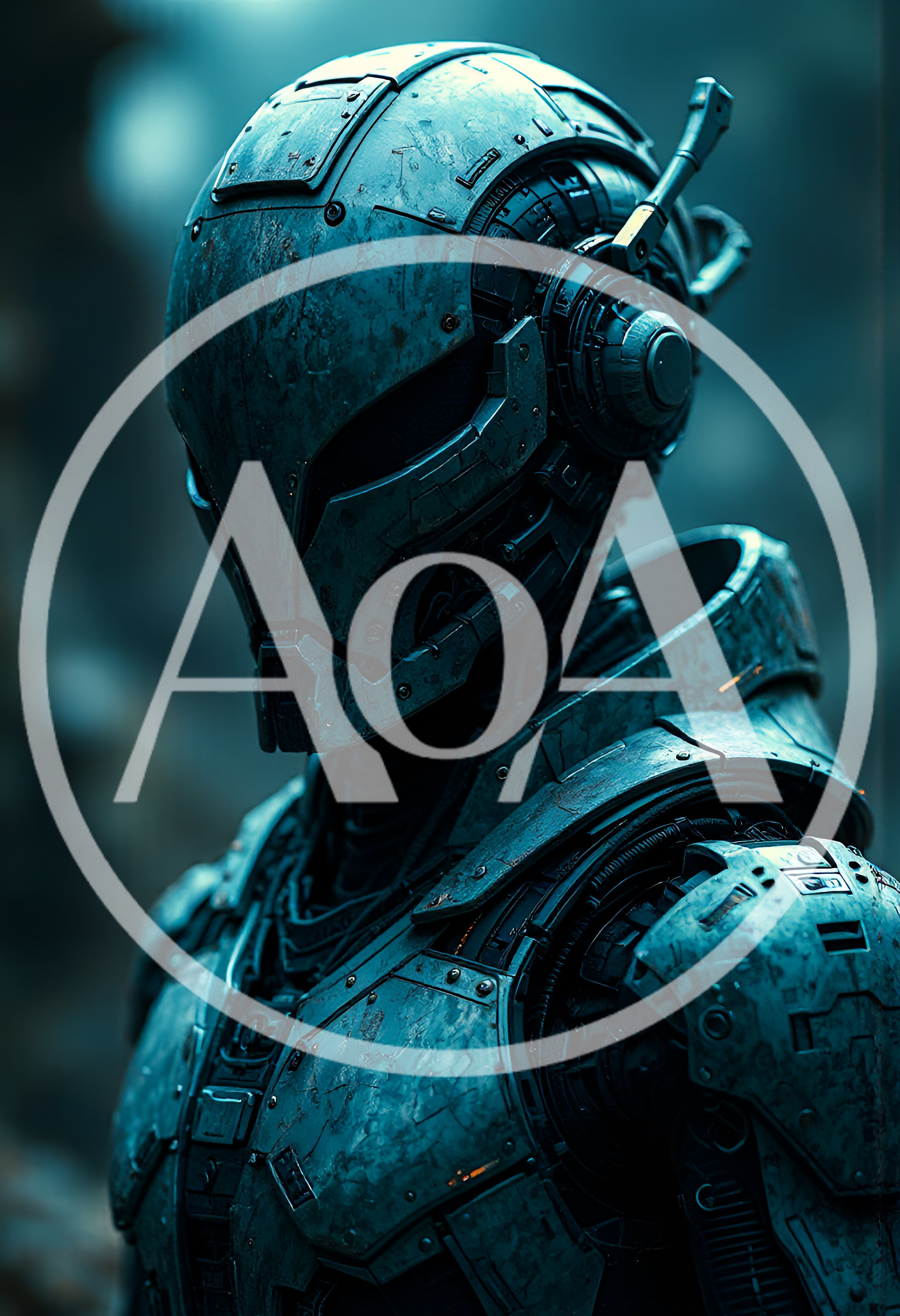 Futuristic Cyborg Soldier In Weathered Tactical Armor