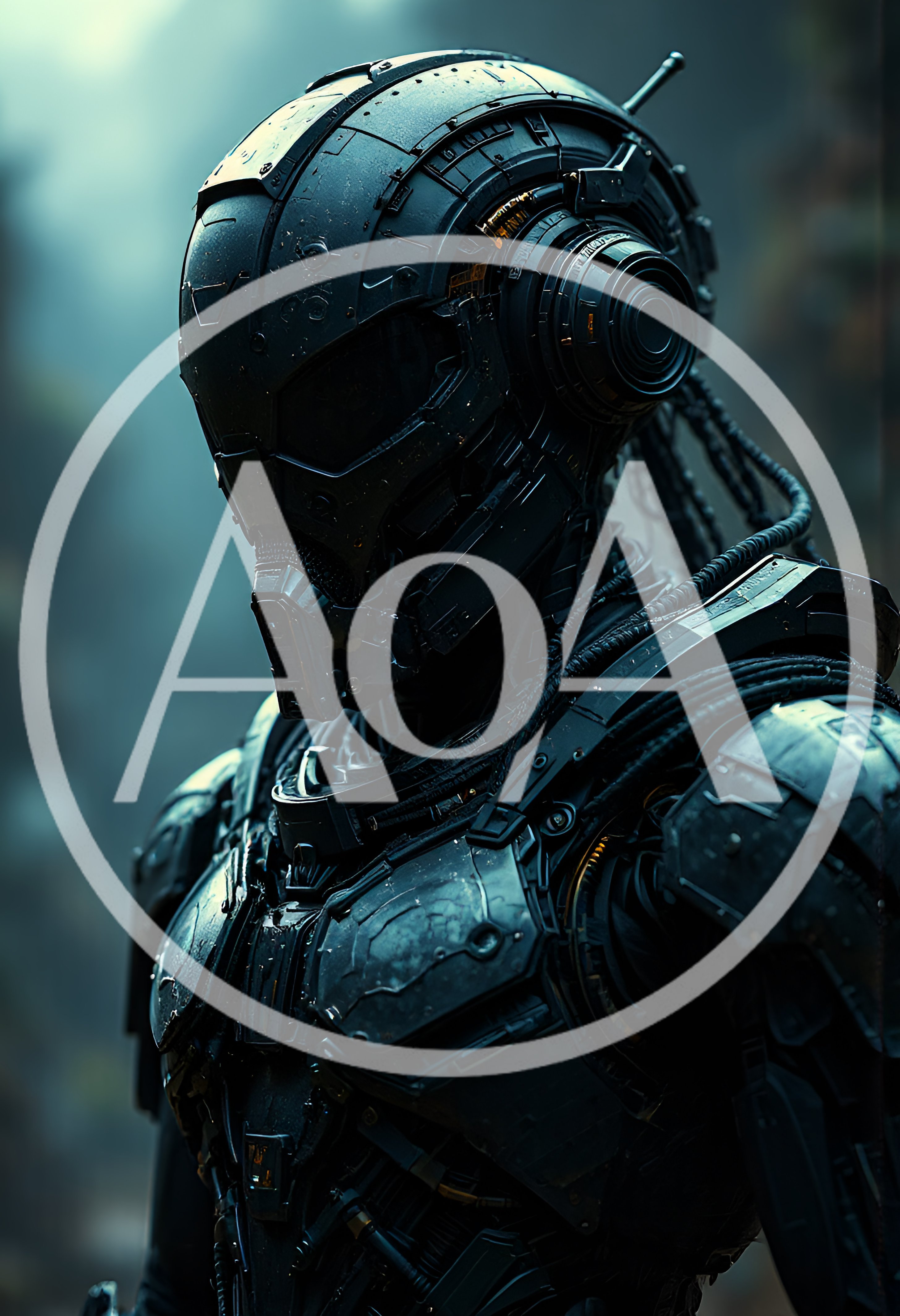 Futuristic Cybernetic Soldier In Tactical Armor