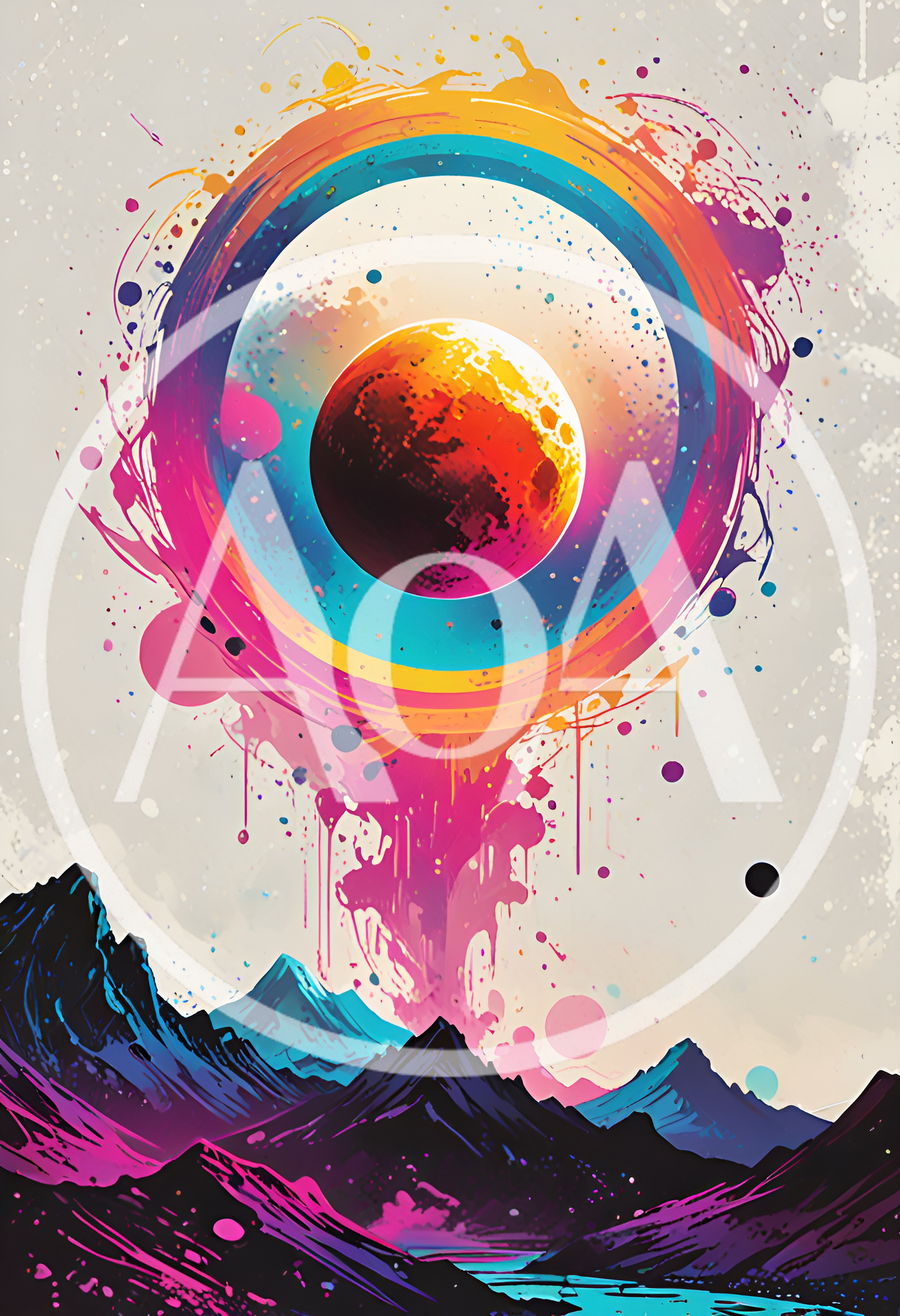 Abstract Surreal Landscape With Glowing Celestial Sphere