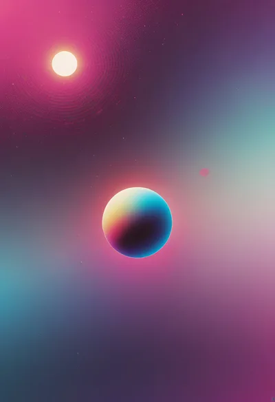 Abstract Digital Art Featuring Glowing Planets In Space