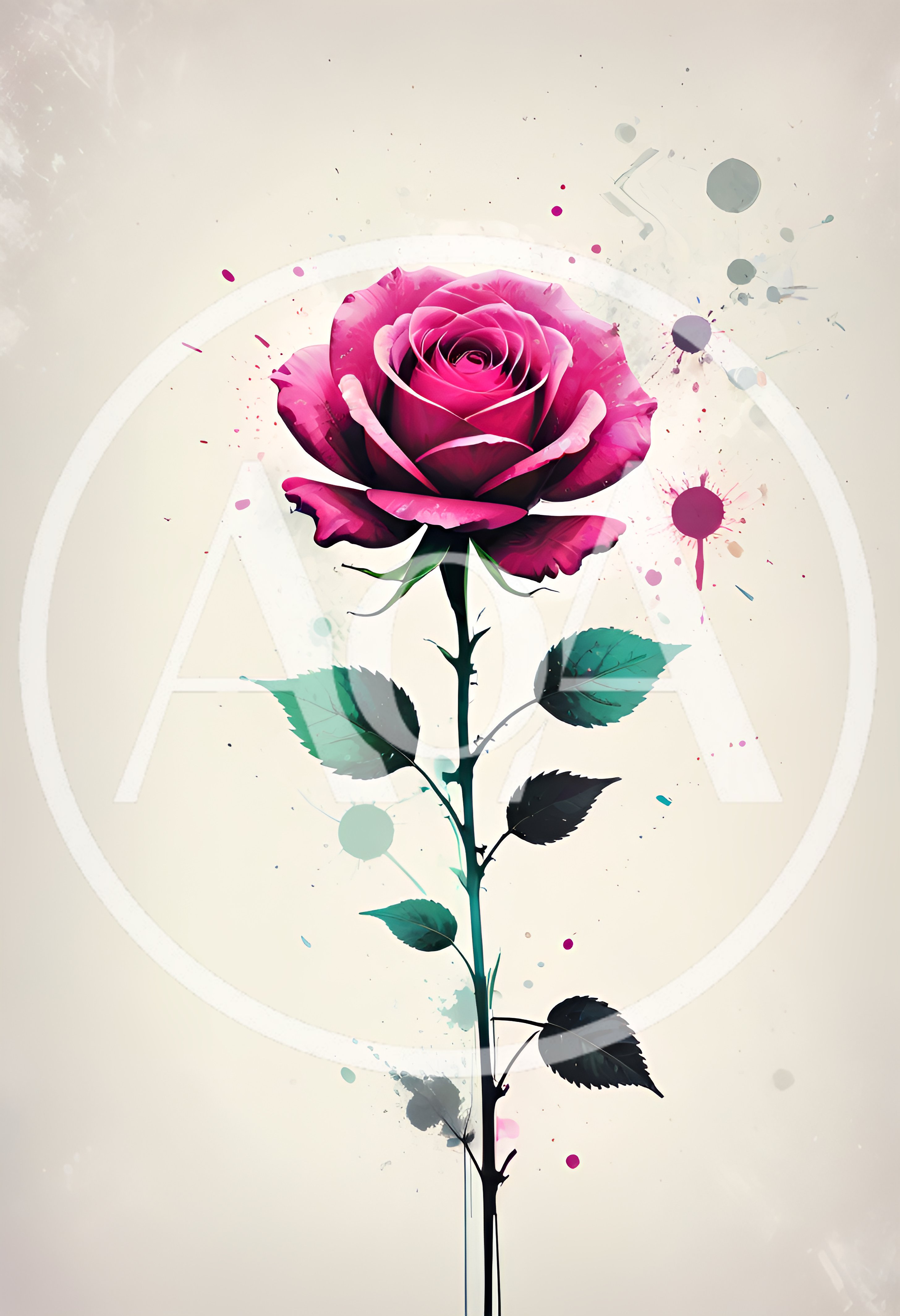 Watercolor Illustration Of A Single Pink Rose