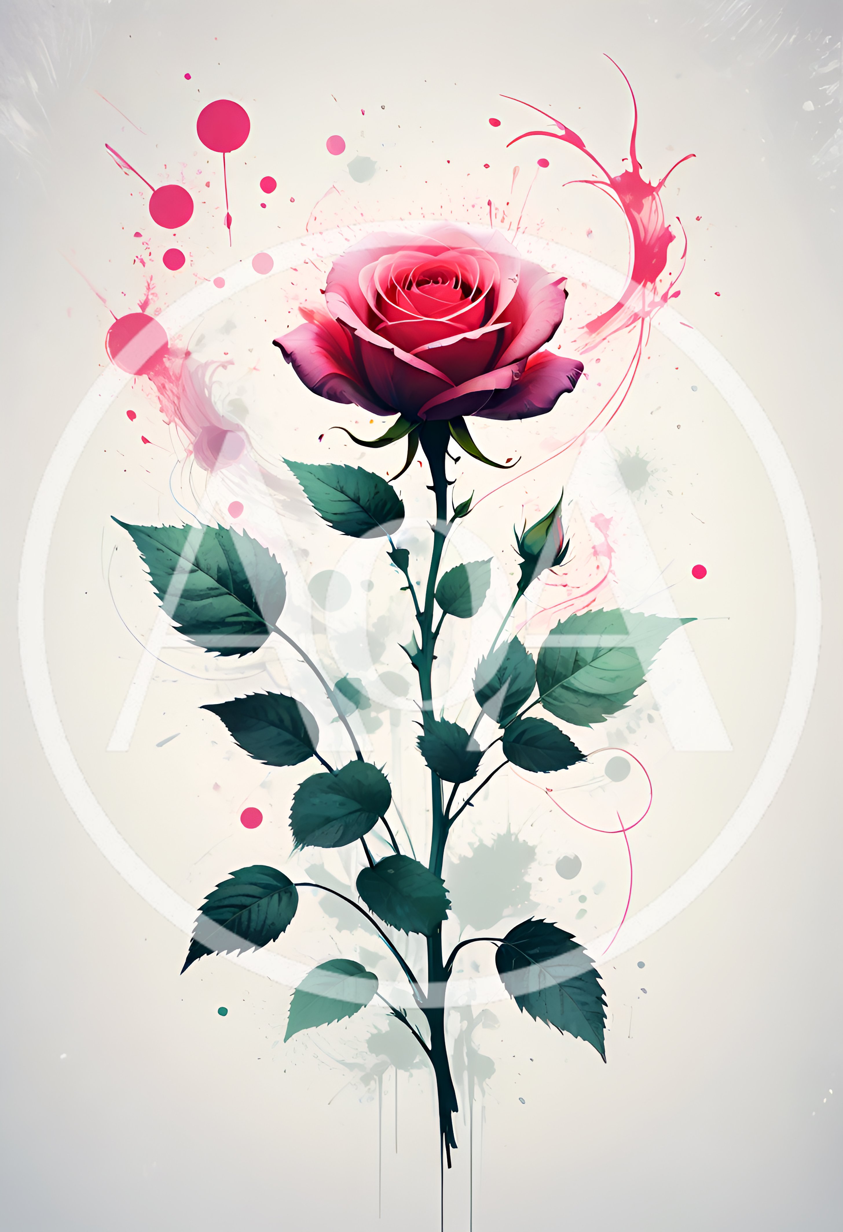 Watercolor Illustration Of A Single Pink Rose