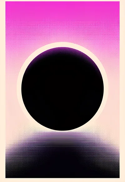 Abstract Minimalist Graphic With Large Black Circle