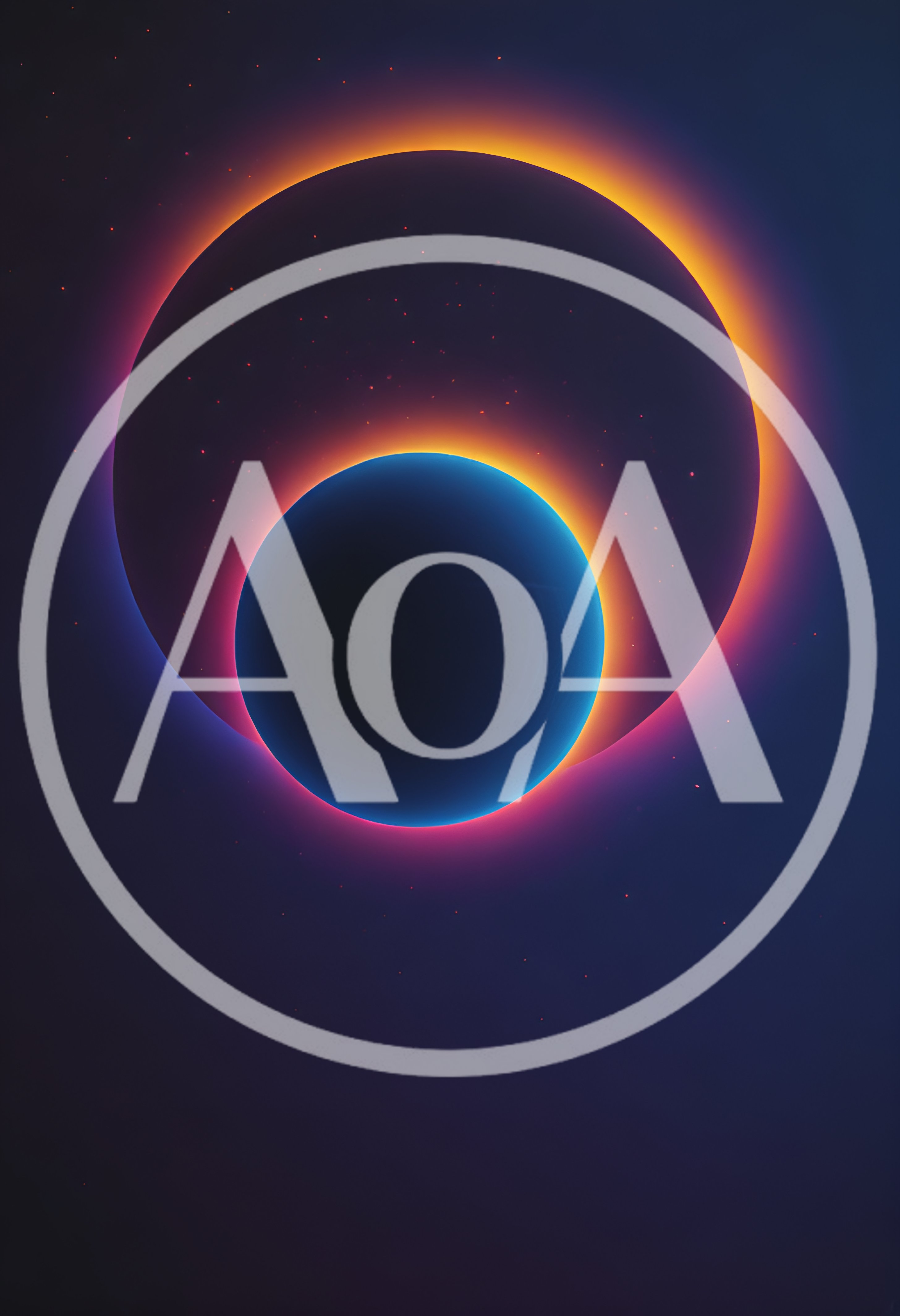 Abstract Cosmic Eclipse With Glowing Neon Planet Rings