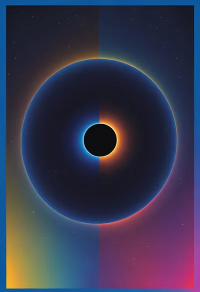 Abstract Minimalist Eclipse With Dual Color Gradient Background