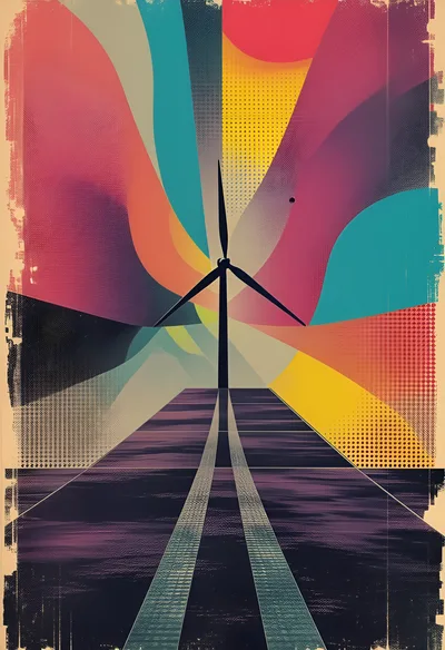 Abstract Wind Turbine Illustration With Vibrant Colorful Background