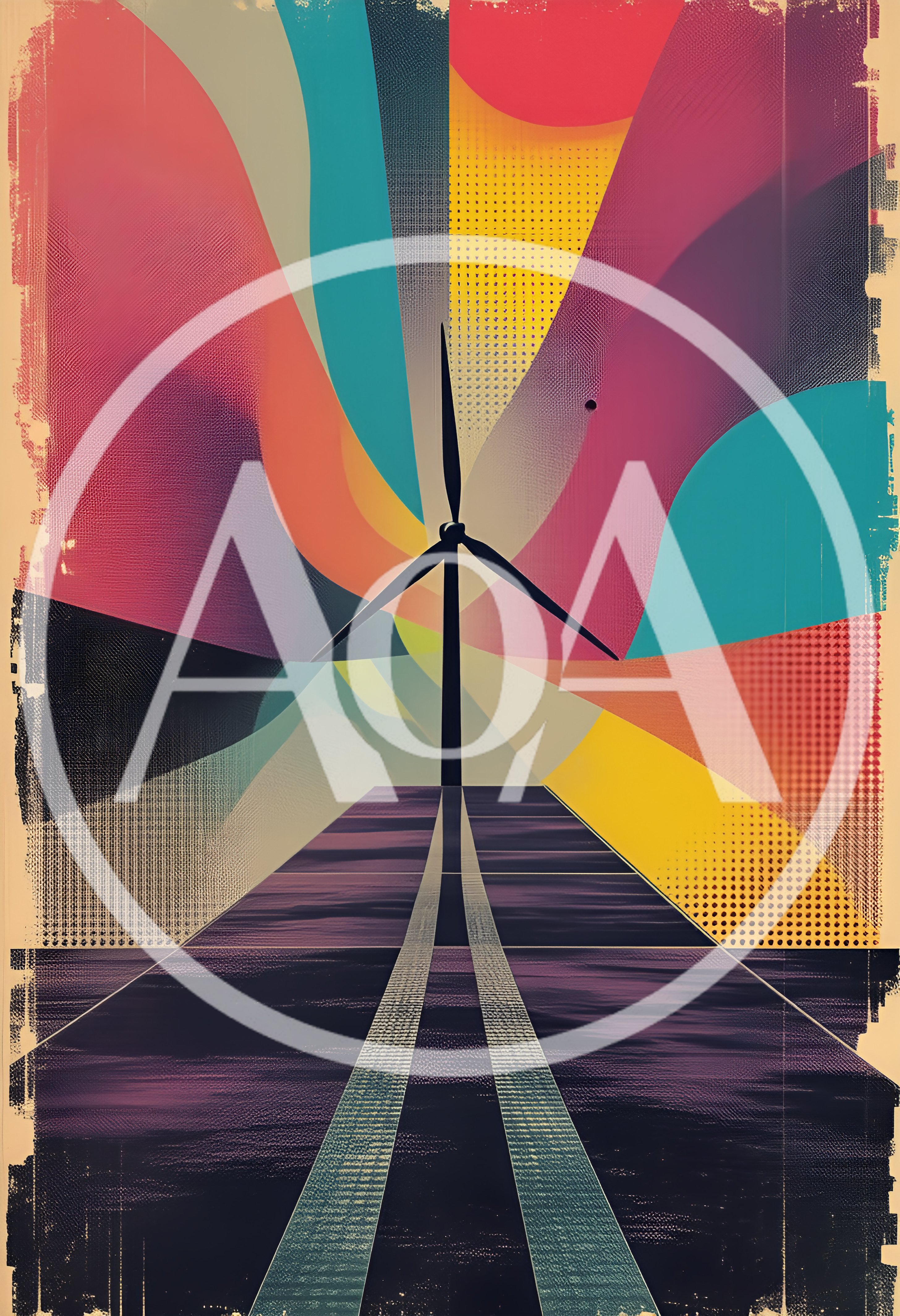 Abstract Wind Turbine Illustration With Vibrant Colorful Background