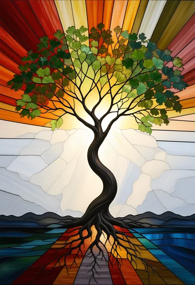 Stained Glass Tree Of Life Art Piece