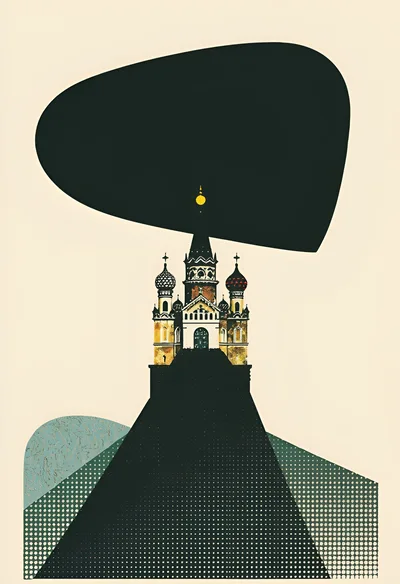 Stylized Illustration Of A Russian Orthodox Church