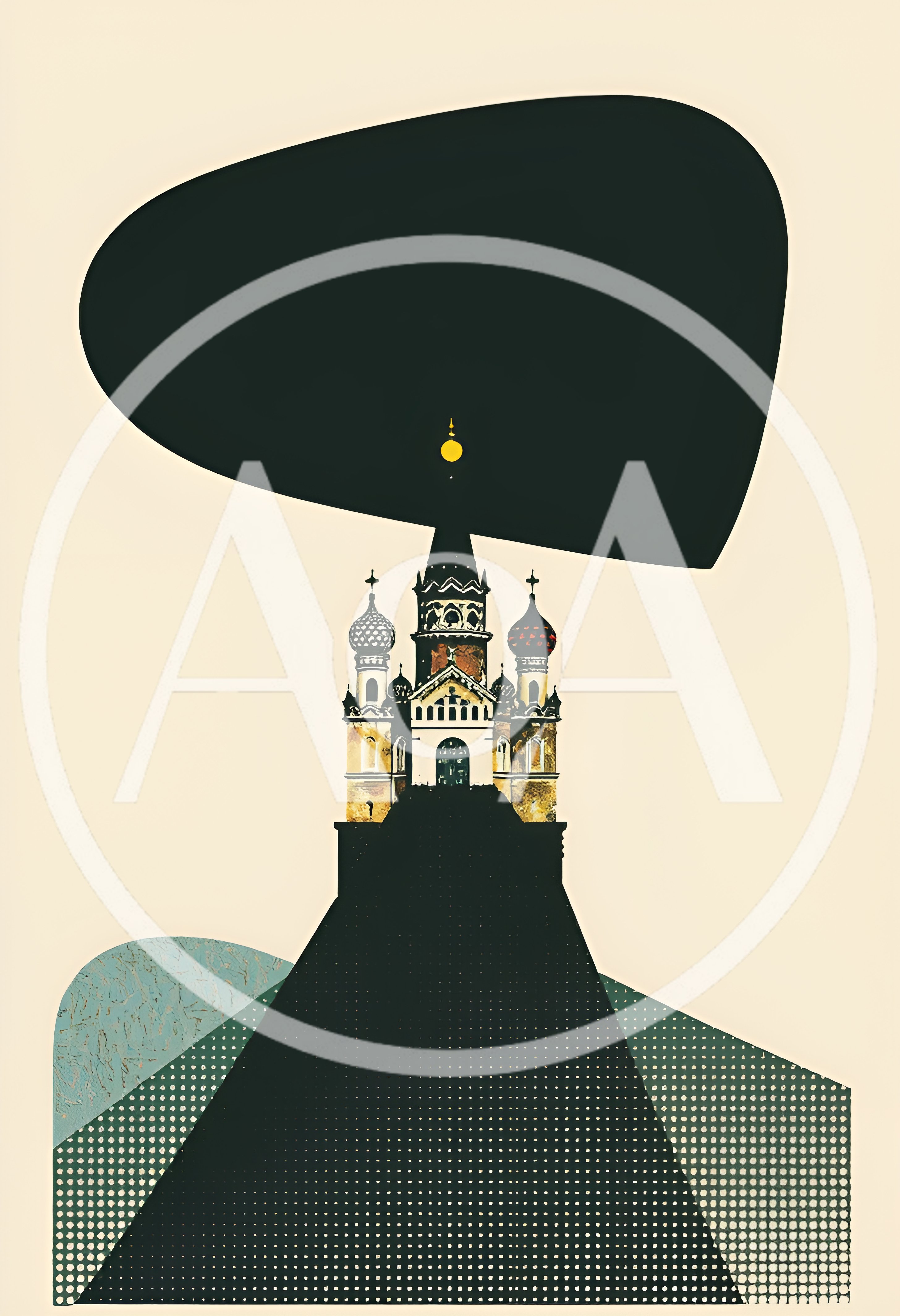 Stylized Illustration Of A Russian Orthodox Church
