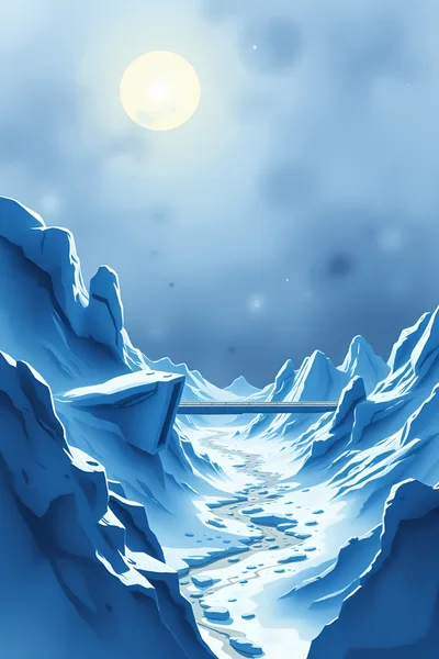 Futuristic Bridge Over A Frozen Arctic Mountain Valley