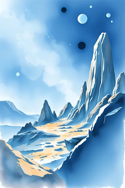 Surreal Alien Landscape With Jagged Mountains And Multiple Moons