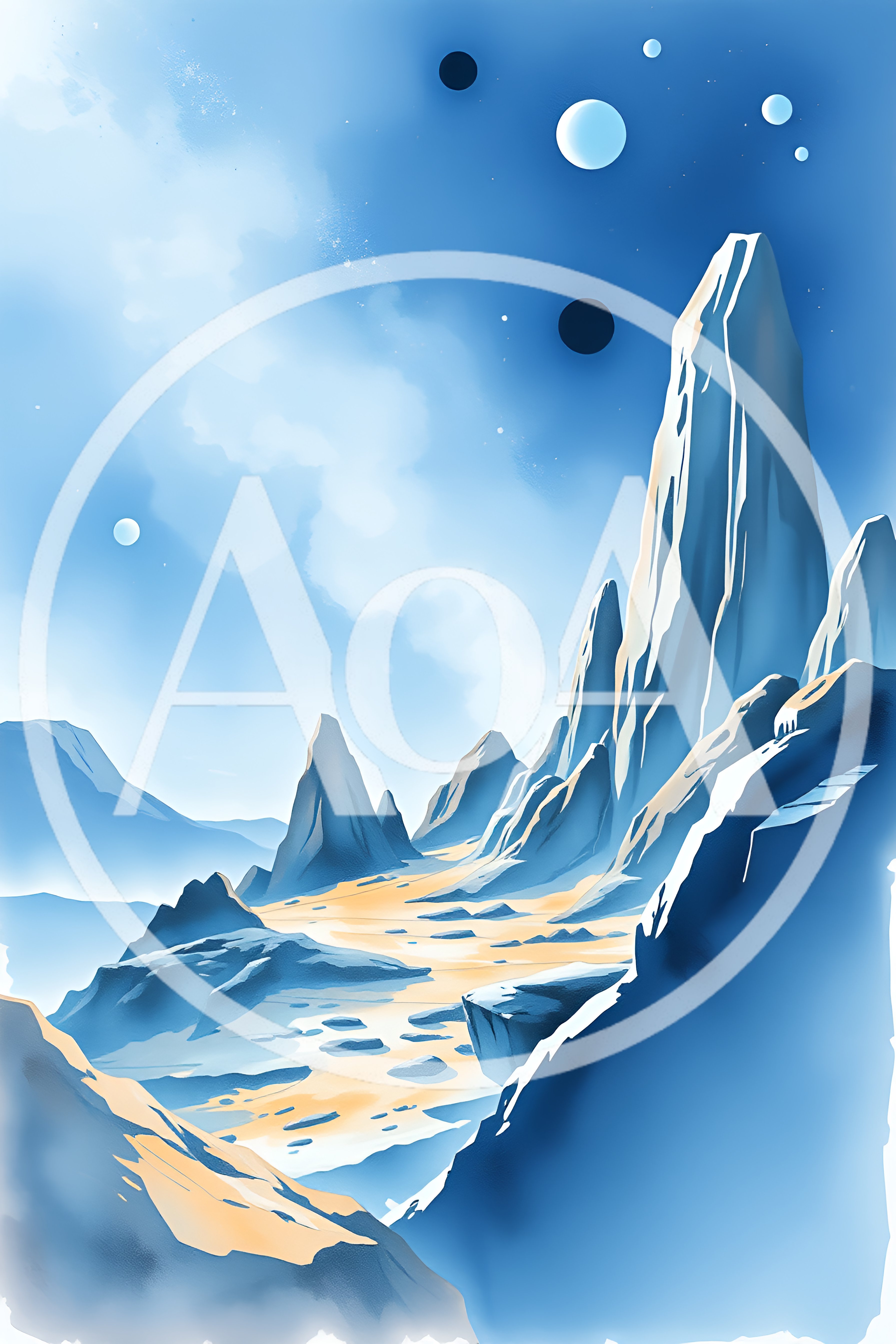 Surreal Alien Landscape With Jagged Mountains And Multiple Moons