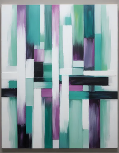 Abstract Painting With Vertical And Horizontal Color Blocks