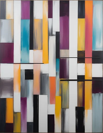 Abstract Painting With Vertical Color Blocks