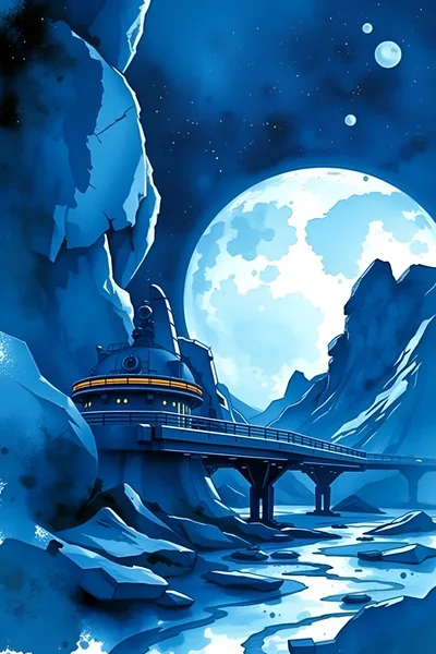 Futuristic Research Station In A Frozen Alien Landscape