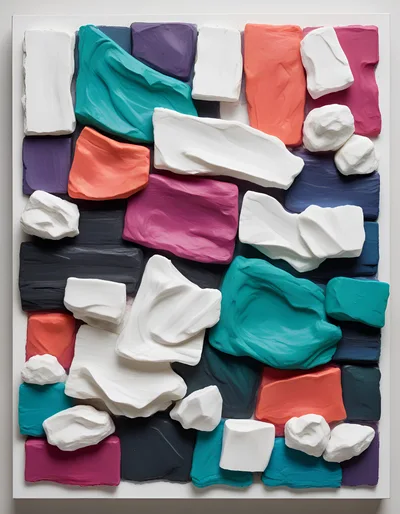 Abstract Textured Clay Blocks Art Composition