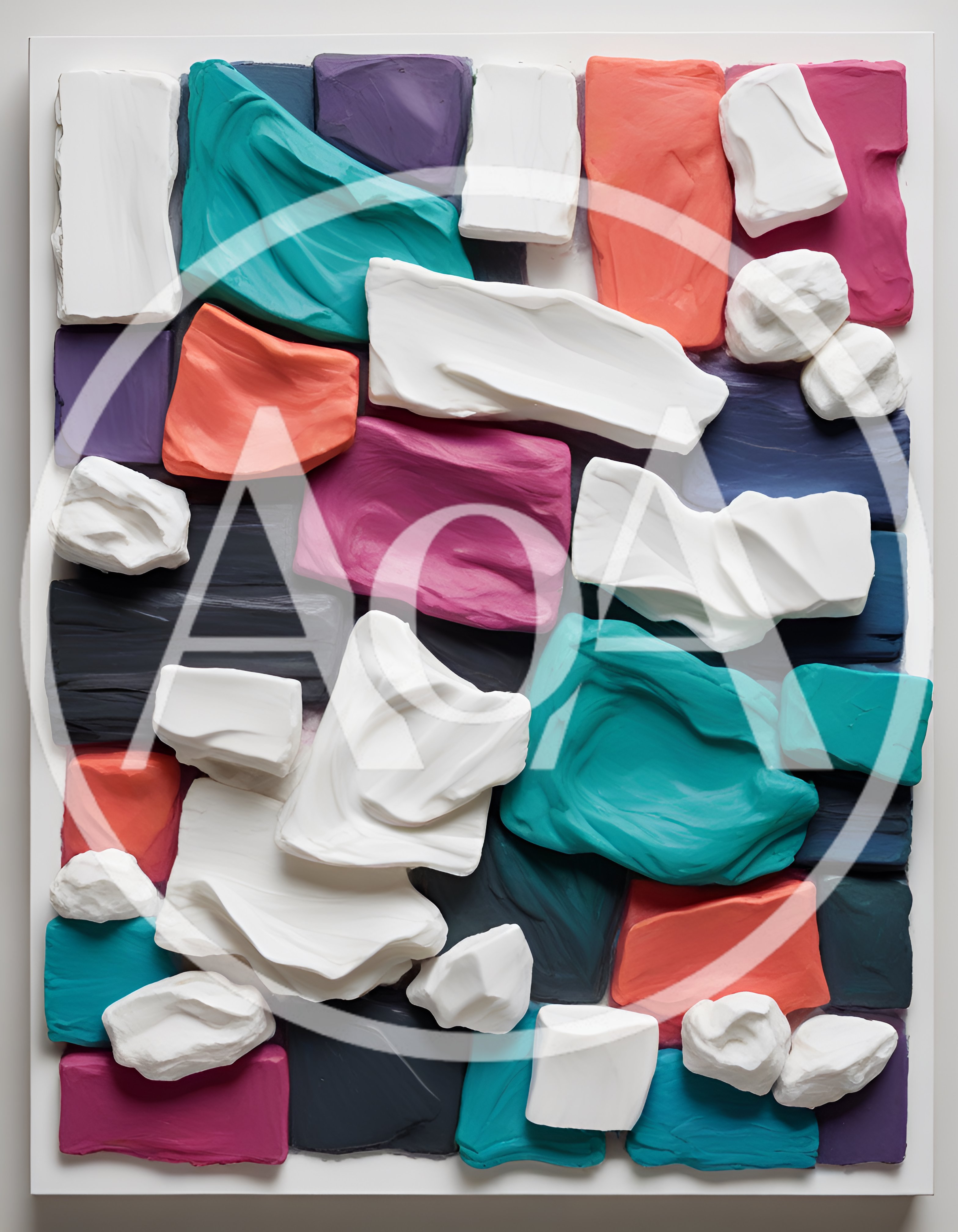 Abstract Textured Clay Blocks Art Composition