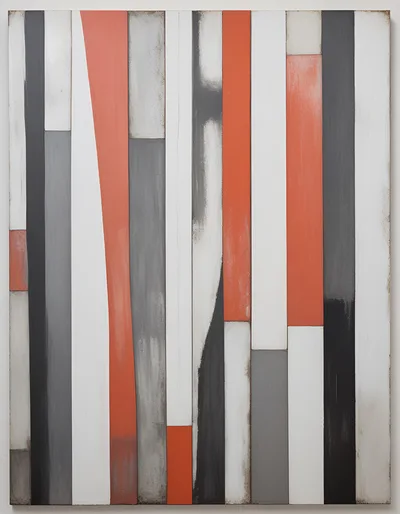 Abstract Painting With Vertical Geometric Stripes