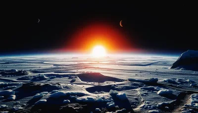 Cinematic Alien Ice Planet Landscape With Twin Moons