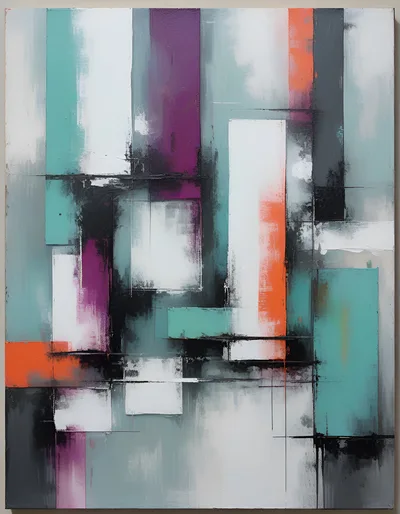 Abstract Geometric Oil Painting With Vibrant Color Blocks