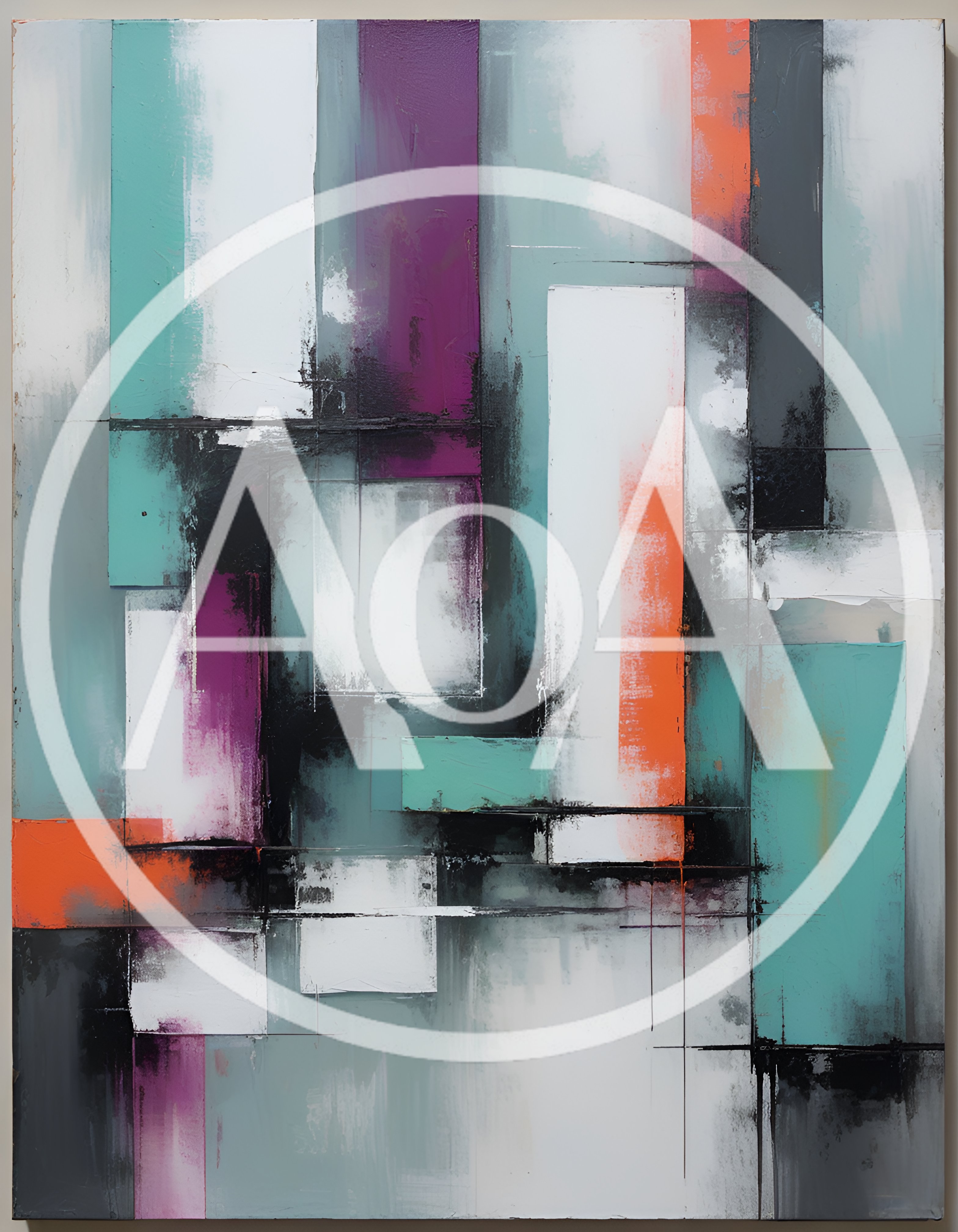 Abstract Geometric Oil Painting With Vibrant Color Blocks