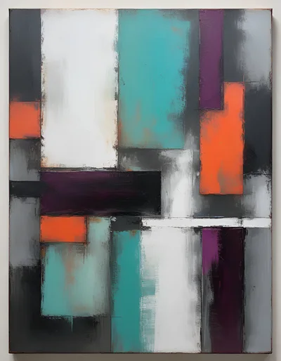 Abstract Geometric Painting With Bold Color Blocks