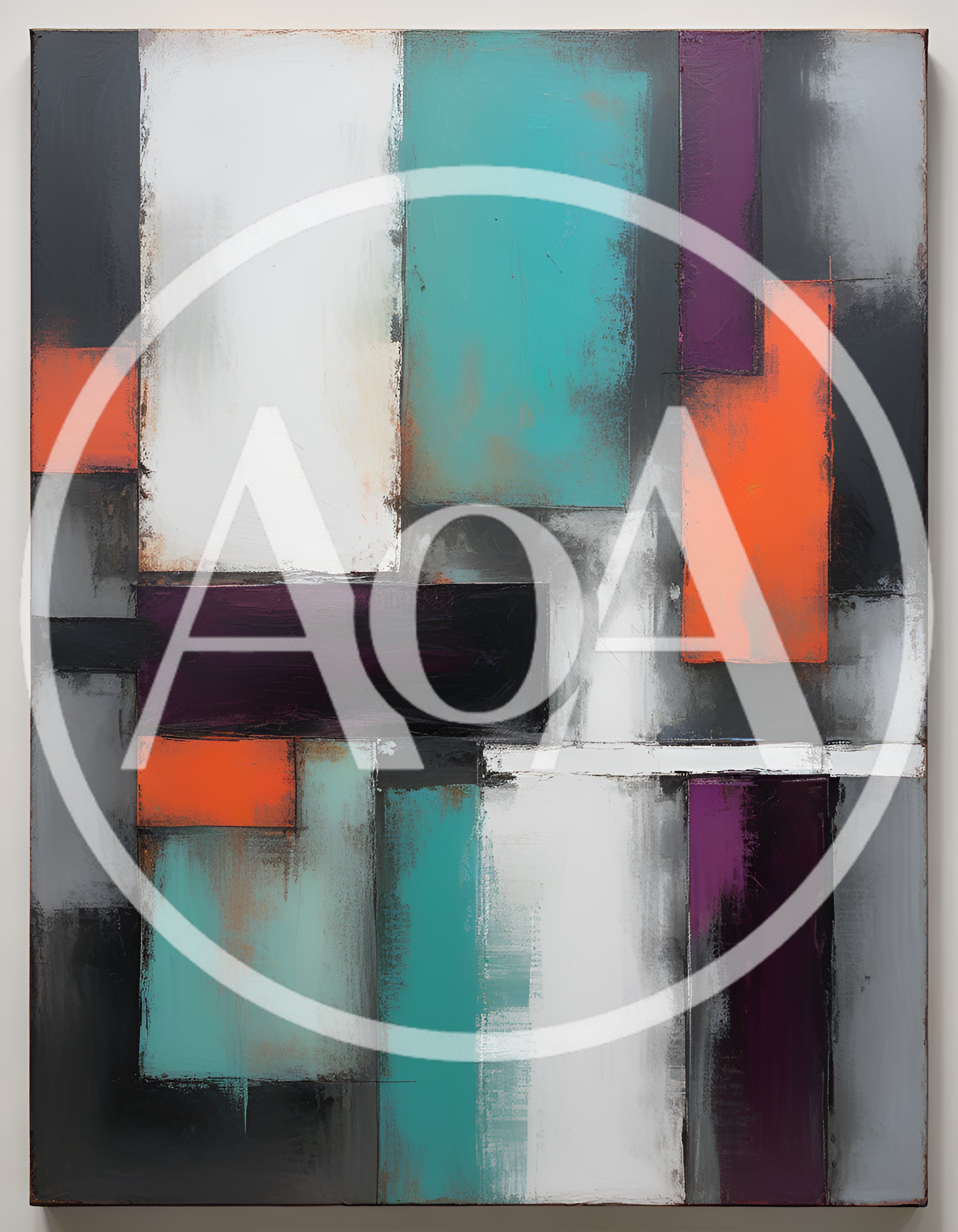 Abstract Geometric Painting With Bold Color Blocks